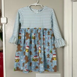 Christmas Holiday dress Smock monkey girls Gingerbread size 3T